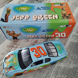 Scooby-Doo diecast race car with number 30, blue finish and sponsor decals.