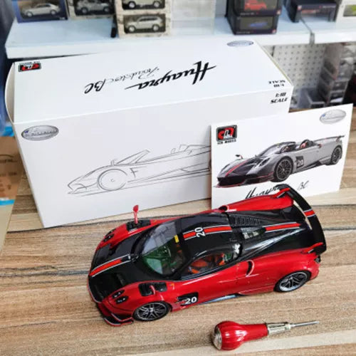 LCD 1:18 Pagani Huayra BC roadster die-cast model car, red and black