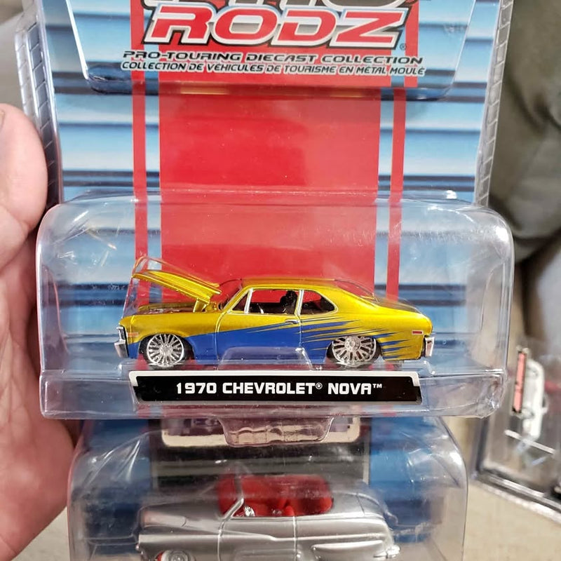Diecast 1970 Chevrolet Nova car in clear blister packaging