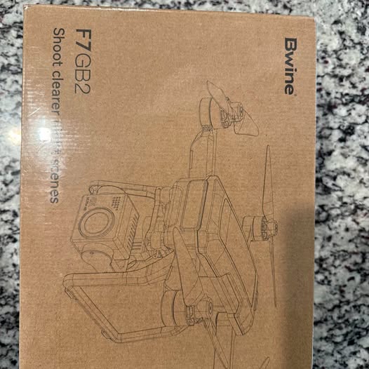 Bwine Drone F7GB2 shipping box with printed drone line drawing