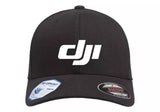 Black baseball cap with white DJI logo on front