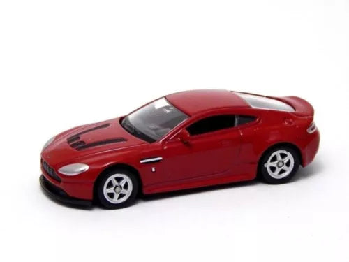 Maroon 3-inch diecast model car toy, front 3/4 view with black hood details