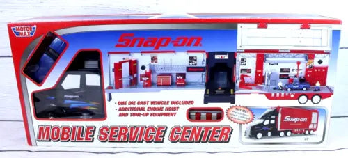 Snap-on mobile service center diecast truck diorama set with parts and accessories