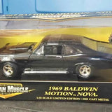 1969 diecast car model in dark green with chrome details, front view