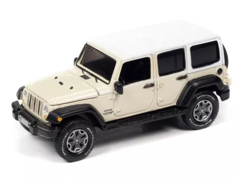 1:64 scale diecast Jeep Wrangler sport SUV, off-white with black wheels