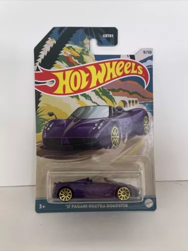 Hot Wheels 1:64 purple Pagani Huayra roadster diecast in blister pack