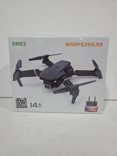 Grey mini foldable drone with camera, four propellers
