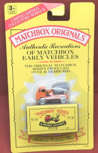 Matchbox diecast car in blister pack, orange cab with silver engine, Series 2