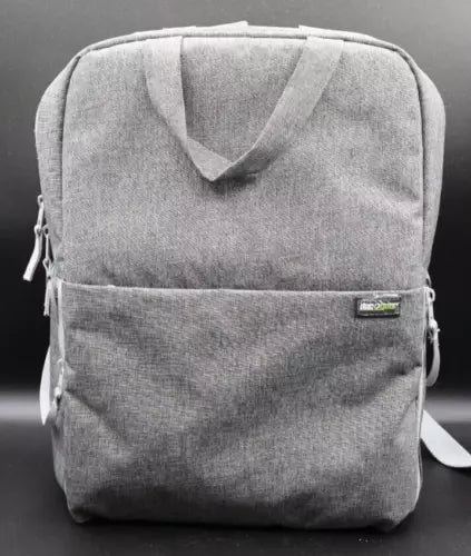 Dec Gear gray backpack with front zip pocket and padded top handle