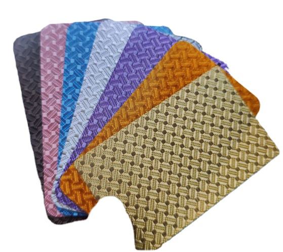 Multi-colored carbon fiber panel set, textured weave, assorted colors, corner-cut pieces