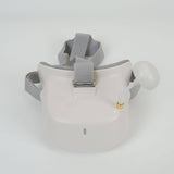 White FPV racing goggles with adjustable gray strap and side housing