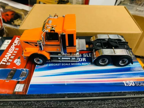 Diecast Masters Western Star sleeper tandem tractor, orange metal toy model 1:50