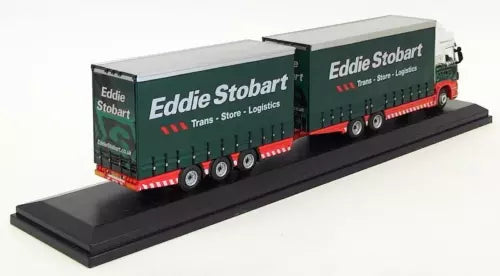 Green Eddie Stobart diecast model drawbar unit truck with trailer and wheels