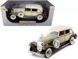 1:18 diecast classic sedan model car, tan with black fenders and whitewall tires