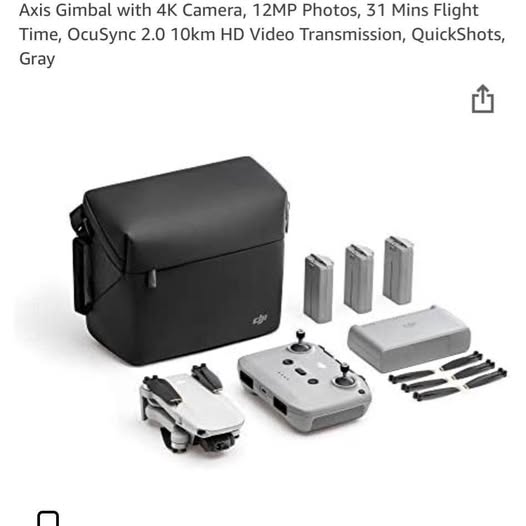 Drone kit with black case, controller, 3 batteries, and mounting accessories