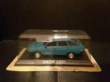 Light blue Dacia 1320 diecast car model in display case on base