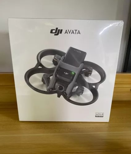 DJI Avata FPV camera drone with camera module, shown in retail box