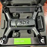Gray 3DR SOLO drone with 3DR display, in protective foam case