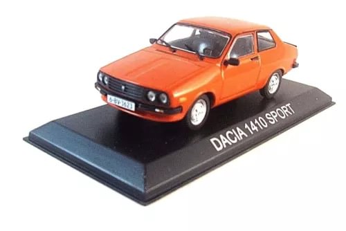 Orange DACIA 1410 Sport diecast car on display base