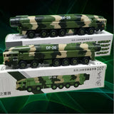 Camouflage missile launcher truck diecast model with green launcher tubes