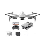 Quadcopter drone with controller and spare propellers, gray