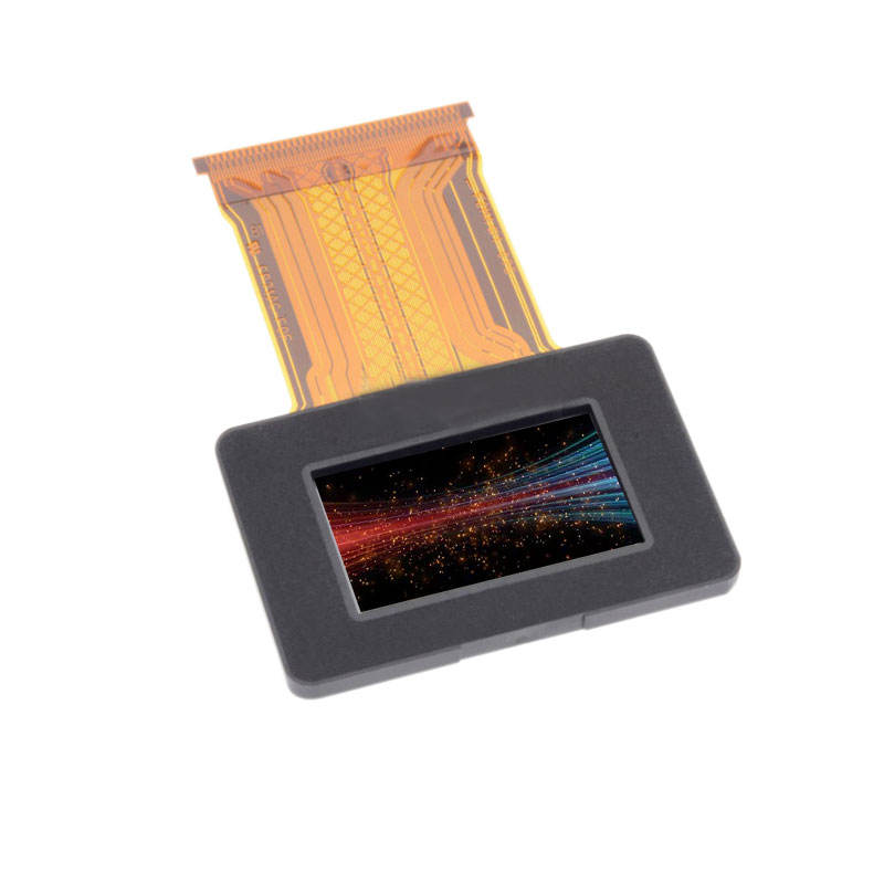 Micro OLED display module with black bezel and small rectangular screen