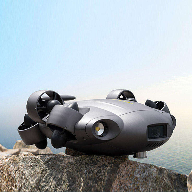 Fifish V6E outdoor drone with front camera and black propellers on body