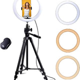 Selfie ring light with extendable tripod, white ring light with two spare rings