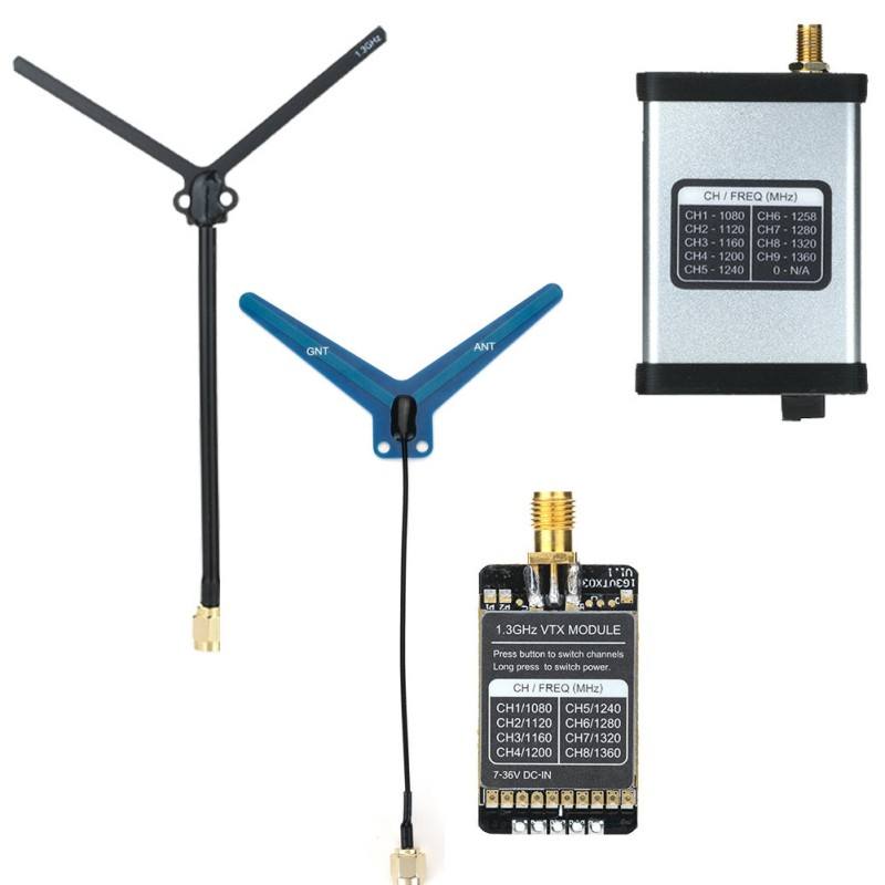 RC FPV VTX transmitter module with external antennas and mounting hardware