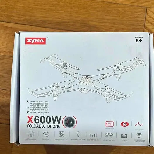 Foldable drone retail box with X600W quadcopter illustration
