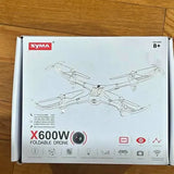 Foldable drone retail box with X600W quadcopter illustration