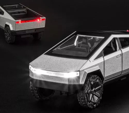 Tesla Cybertruck alloy diecast toy car with glowing headlights