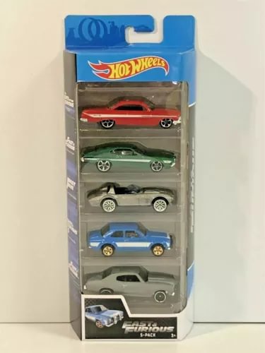 Hot Wheels diecast car multipack in blister with four cars: red, green, black, blue