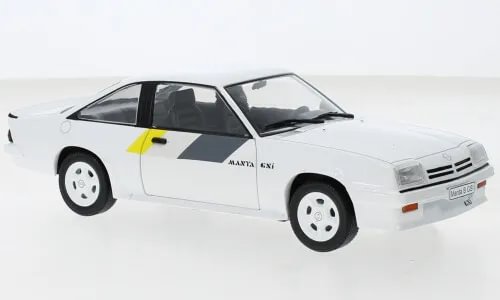 White diecast model car with black side stripe, front three-quarter view, white wheels.