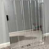 Clear acrylic diecast display case with metal frame and vertical rails
