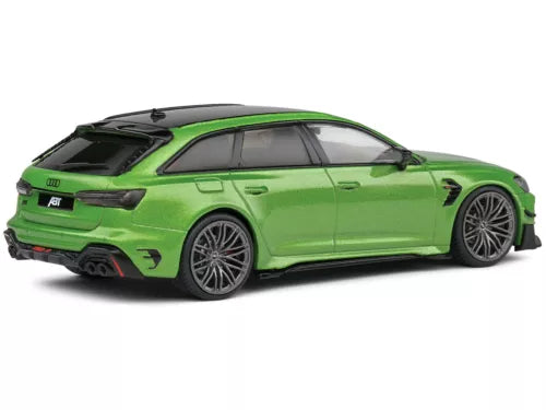 1/43 diecast model car, green sedan with black roof and sport wheels