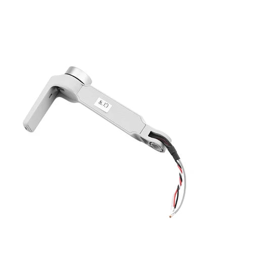 DJI Mini 2 left arm spare part with attached wire leads, light gray metal