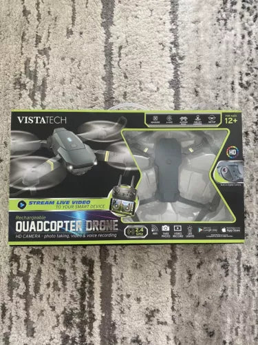 Vistatech Drone Quadcopter Rechargeable Stream Live Video HD 2.4GHz Brand New Drone