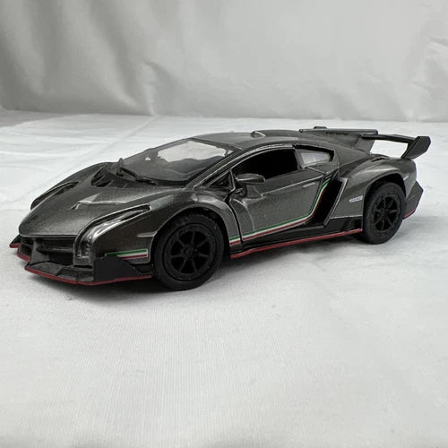 1:36 scale Lamborghini Veneno diecast model toy car, dark grey/black with black wheels