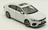 1/18 scale white Geely Binrui diecast sedan model car with front 3/4 view