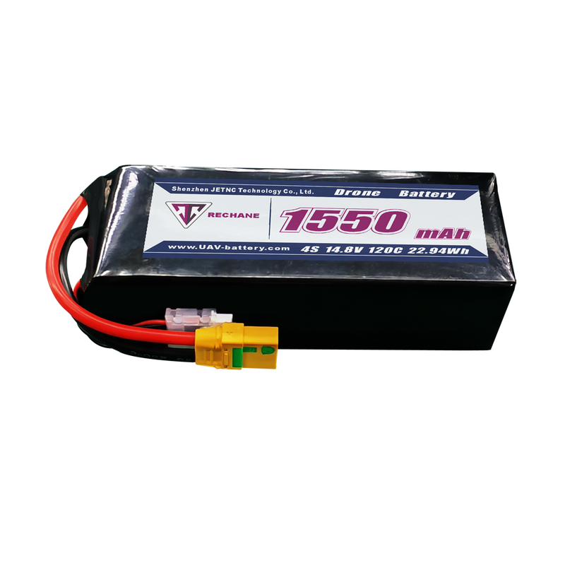 JENTC 1550mAh 4S LiPo drone battery with BMS, red/black leads and yellow connector