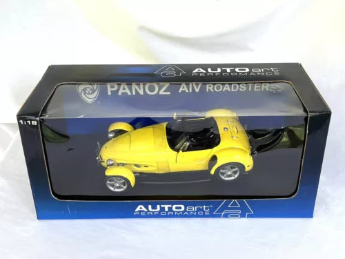 Yellow Panoz AIV Roadster 1:18 diecast model car in display box