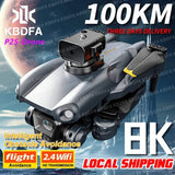 Foldable quadcopter drone with gray 4K/8K camera and obstacle avoidance sensors