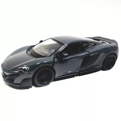 Charcoal gray 1/36 diecast toy car with black wheels, front 3/4 view