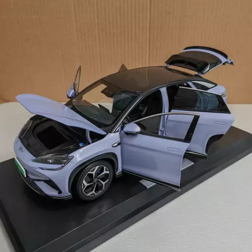 1/18 scale BYD Sea lion 07 EV diecast car model, light purple, doors open