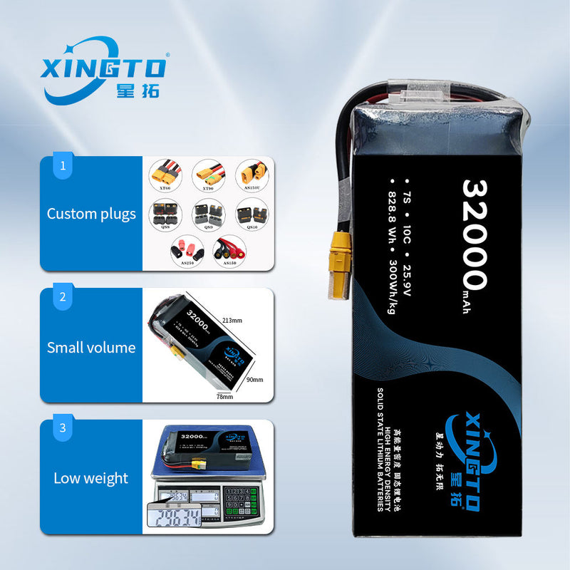 Battery Manufacturer XINGTO 7S 32000mah 25.9V 300Wh/kg 10C High Rate Discharge Lipo Batteries Large Drone