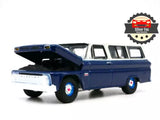 1966 blue Chevy Suburban 1:64 diecast model car, side view