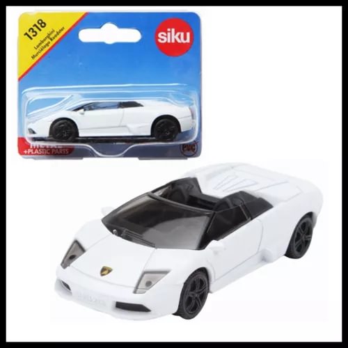 Siku 1:38 white diecast roadster car with black wheels and dark windows