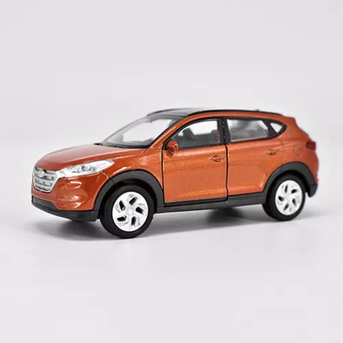 1:36 Hyundai Tucson orange diecast model car, side view