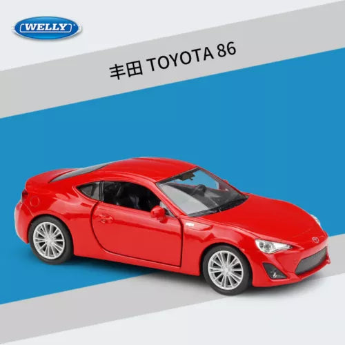 Welly 1:36 red Toyota 86 diecast pullback sports car with detailed wheels